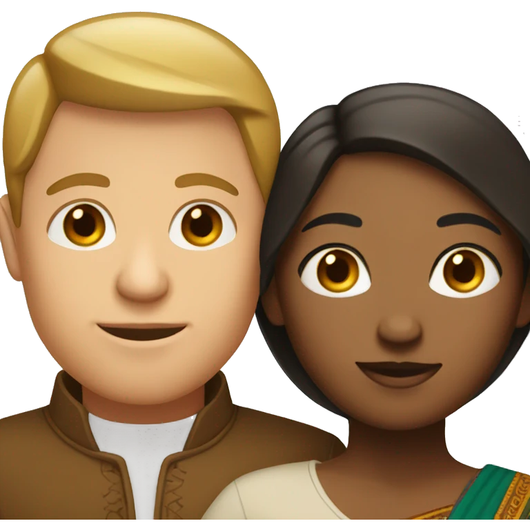 Indian woman and white man as a couple emoji