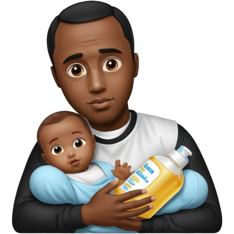 Sean “Diddy” Combs with baby oil and a very small infant emoji