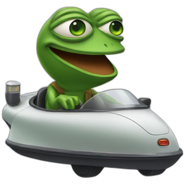 pepe driving an ufo emoji