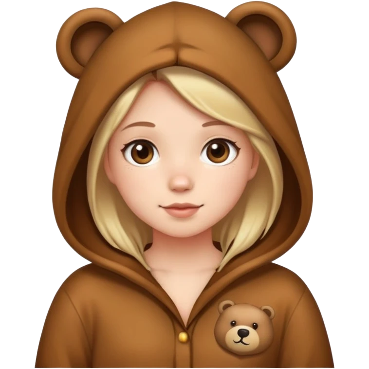 The girl is wearing a bear costume pajamas emoji