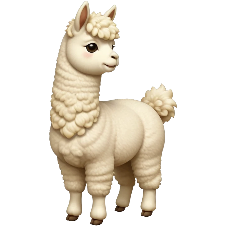 cinematic-[cream alpaca]-realistic-full-body-standing-emoji,-tail-flicking-lazily,-head-tilted-dramatically,-curly-[cream]-fur,-simplified-yet-realistic-focused-features,-highly-detailed,-glowing-with-an-almost-sarcastic-glow emoji
