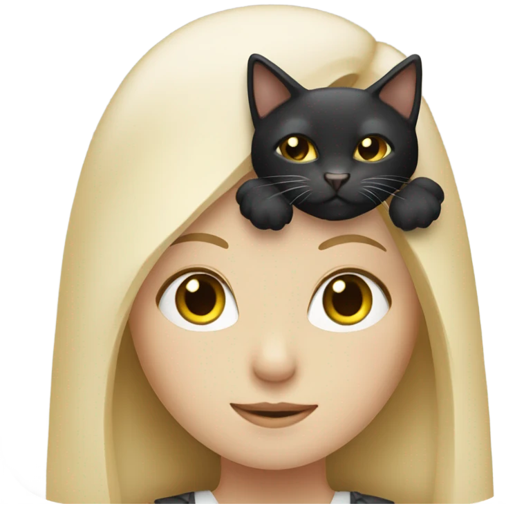 Blond girl with a beard and a black and white cat emoji