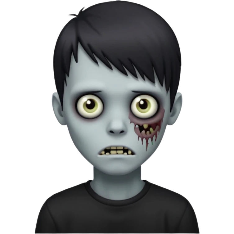 zombie boy with long emo bangs and a black shirt emoji