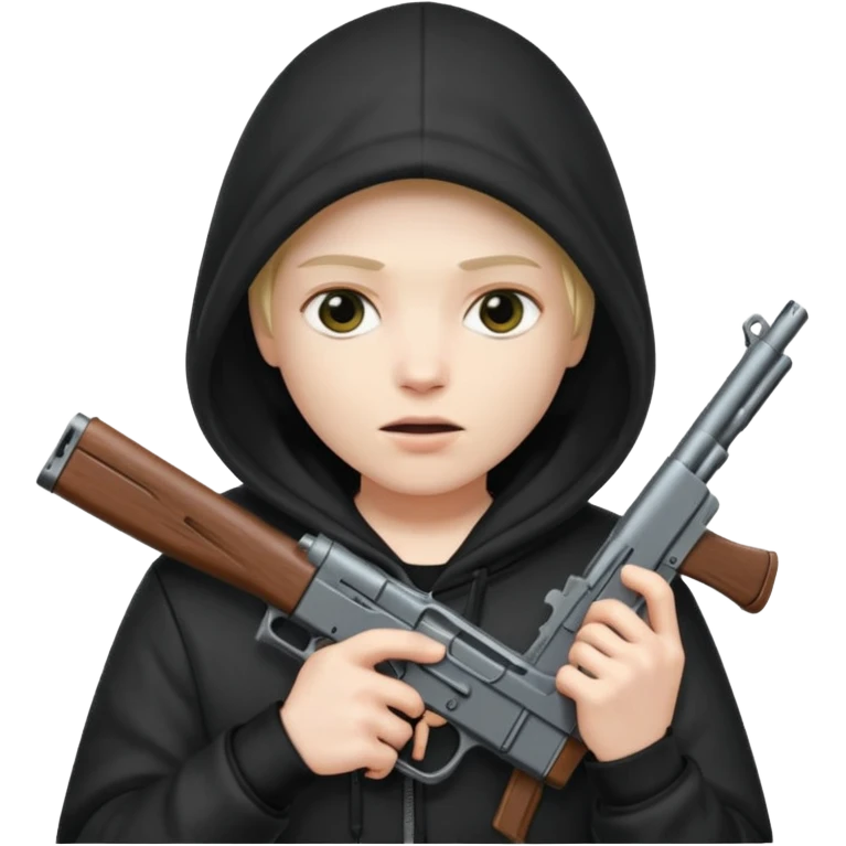 Una persona encapuchada con una pistola emoji