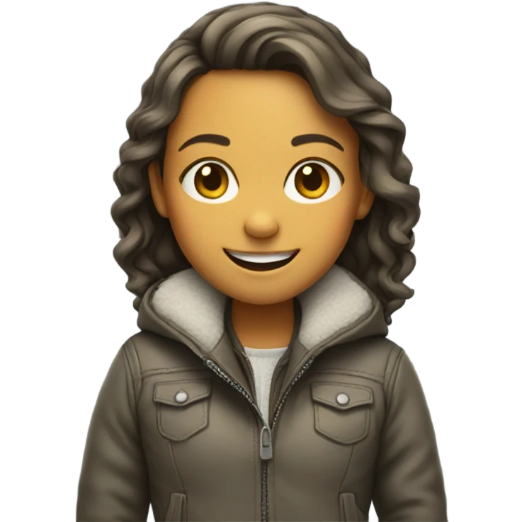 smiling girl outdoors in jackets emoji
