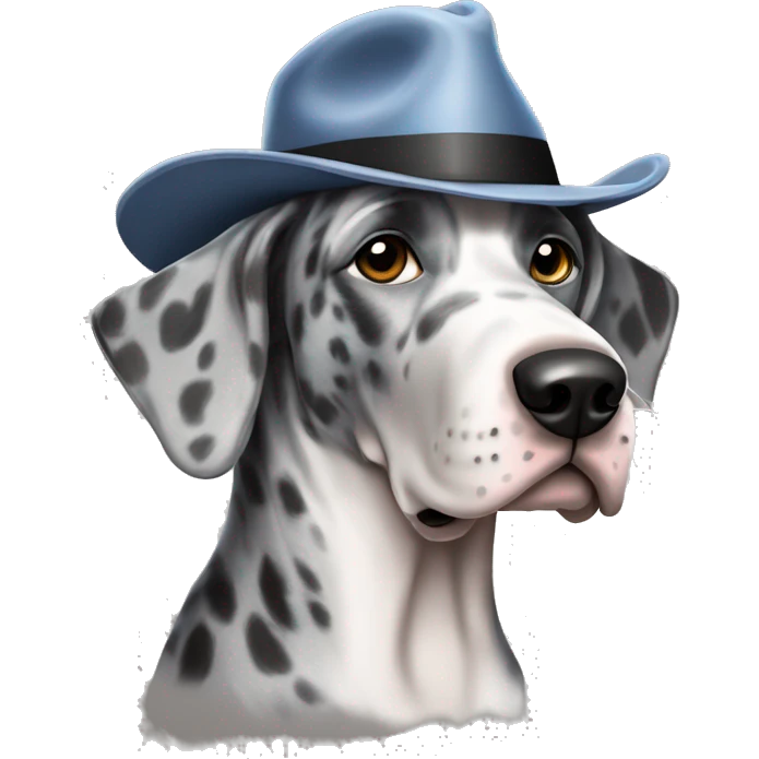 Blue Merle Great dane wearing fedora  emoji