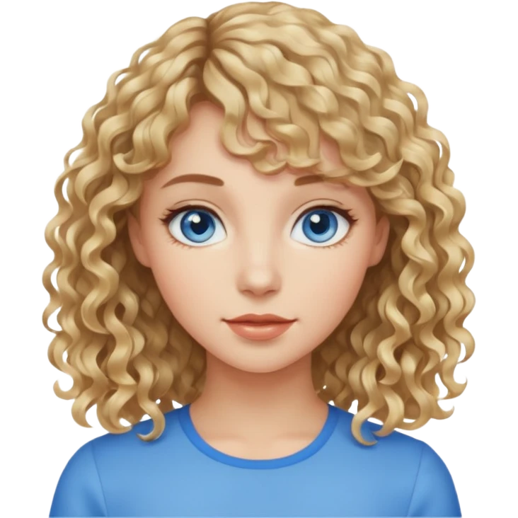 persona mujer con piel clara y rizos suaves color café con el fleco rubio emoji