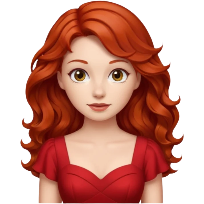lady in red clothes, wavy hair  emoji