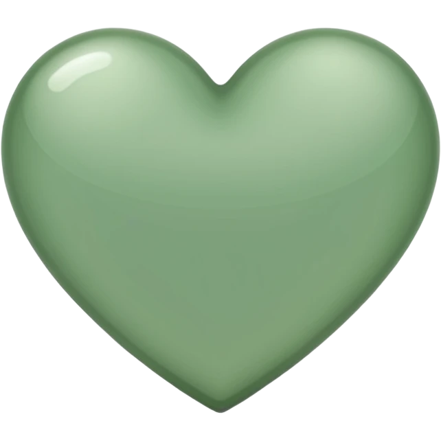 sage green heart with transparent bg without highlights, more thin and narrow emoji
