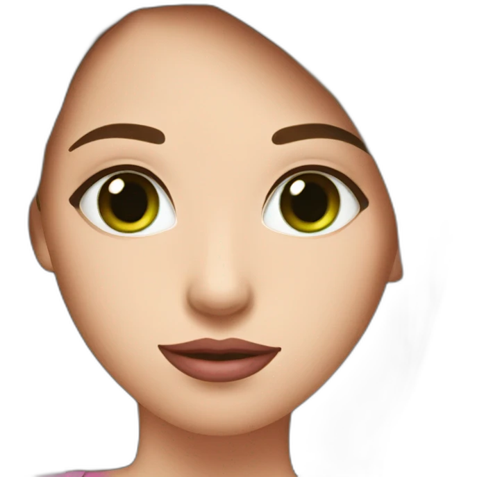 Female with green eyes and brown hair, pink lips emoji