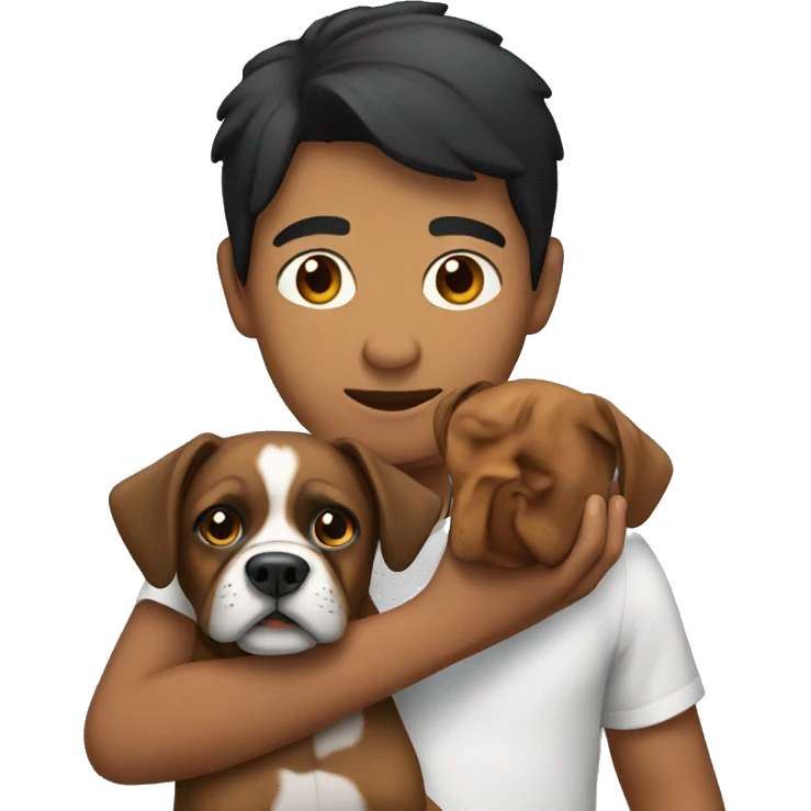 mexican boy holding boxer dog emoji