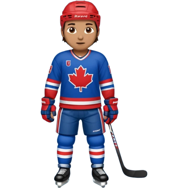 Hockey player in blue and red full body emoji