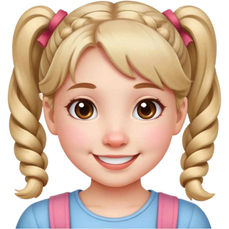 cute smiling girl with pigtails and rosy cheeks emoji