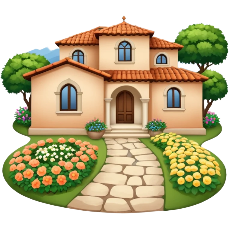 Mediterranean house with garden emoji