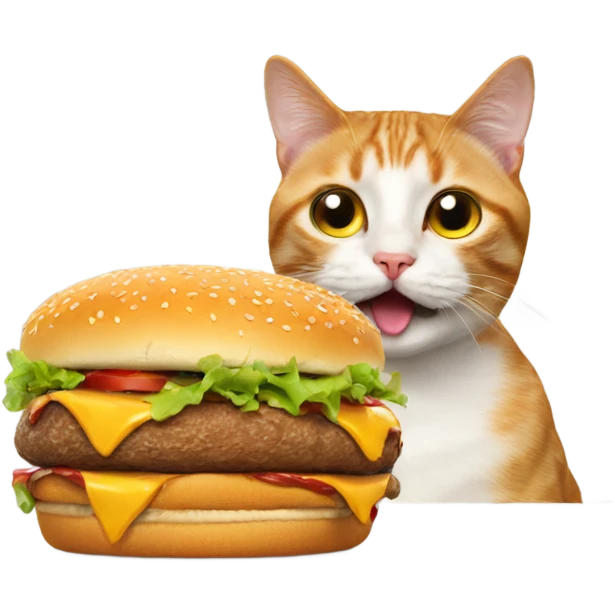 Cat eating burger emoji