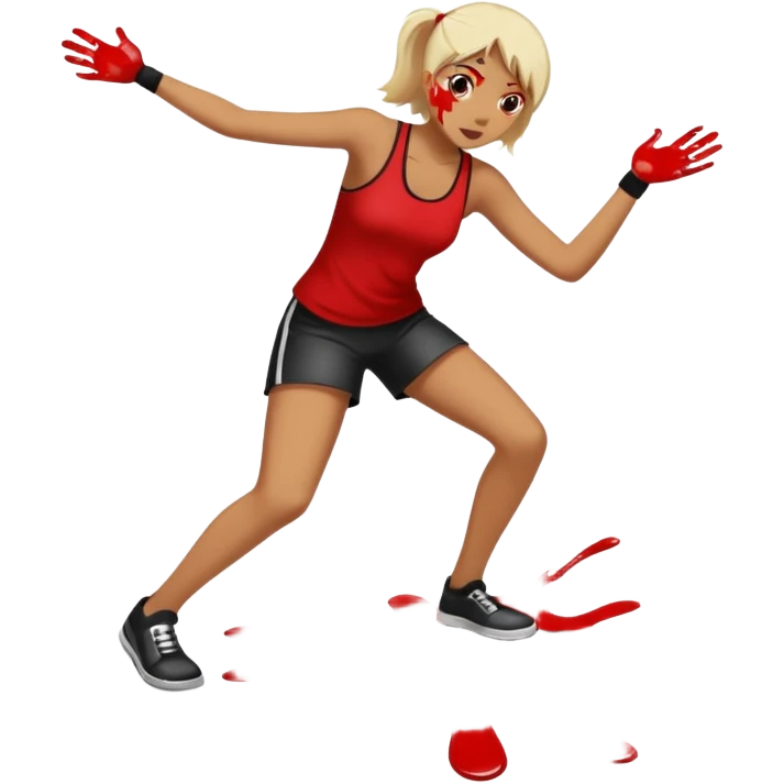 Jackson pollock flicking black white and red paint onto the floor emoji