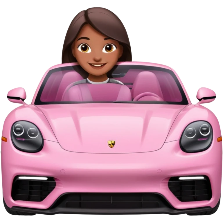 pink Porsche taycan with girl emoji