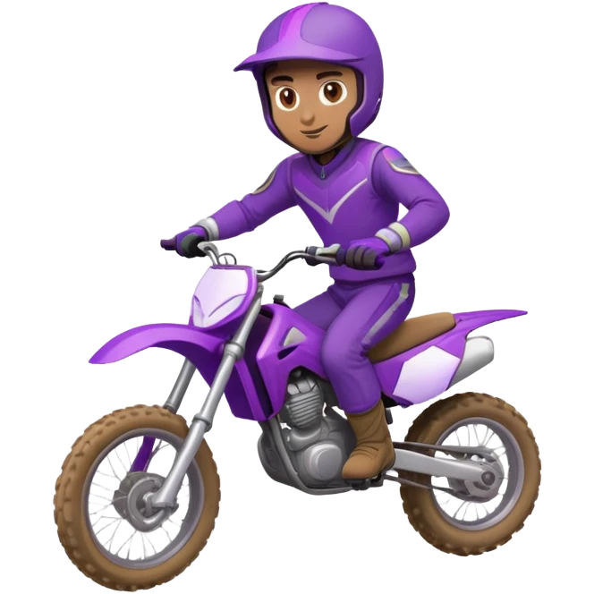 Guy riding dirt bike in purple gear  emoji
