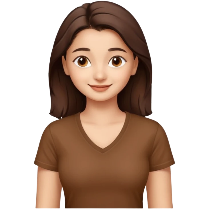 ipretty bratz emoji of alia bhatt wearing a V neck brown tshirt. She should look like Alia Bhatt emoji