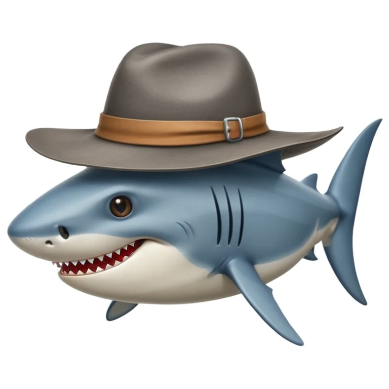 Requin avec un chapeau emoji