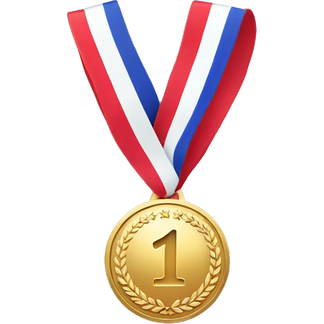 gold medal, with number "1" on it, no ribbon emoji