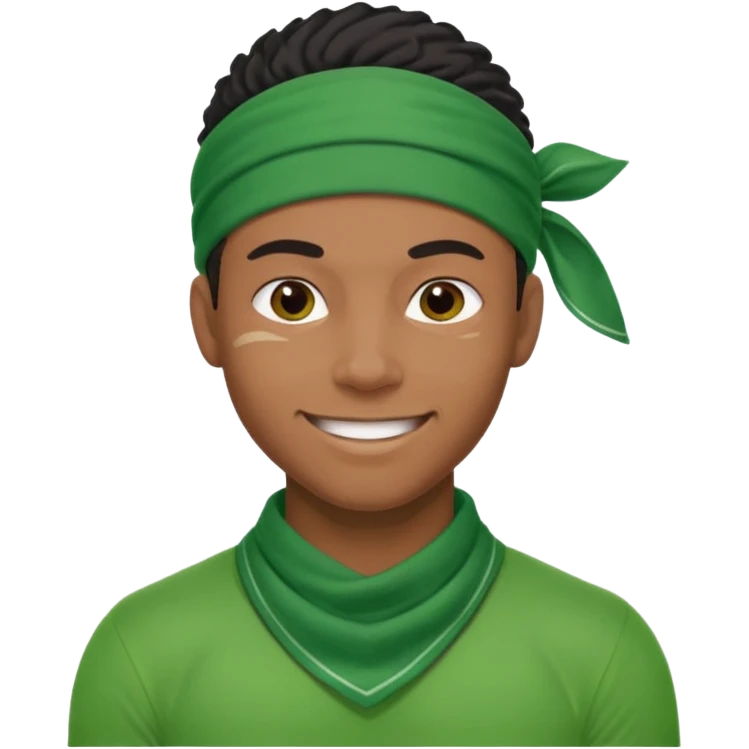 smiling black male athlete, green bandana emoji
