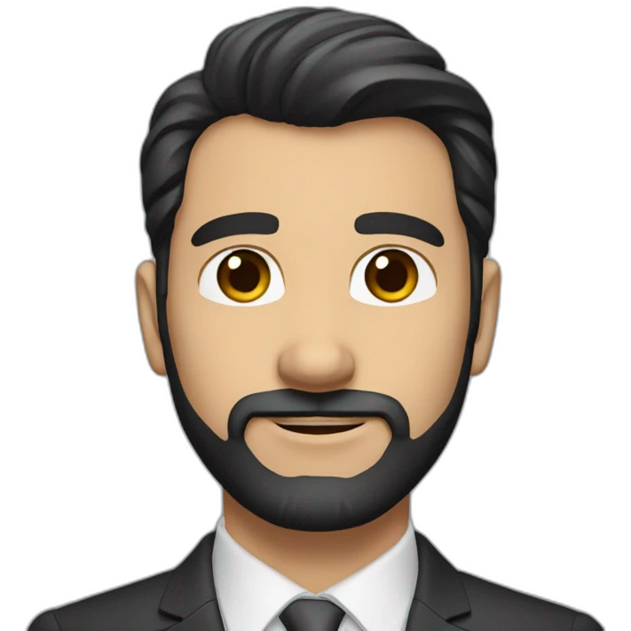 A CFO guy with beard, black hair, and brown eyes emoji