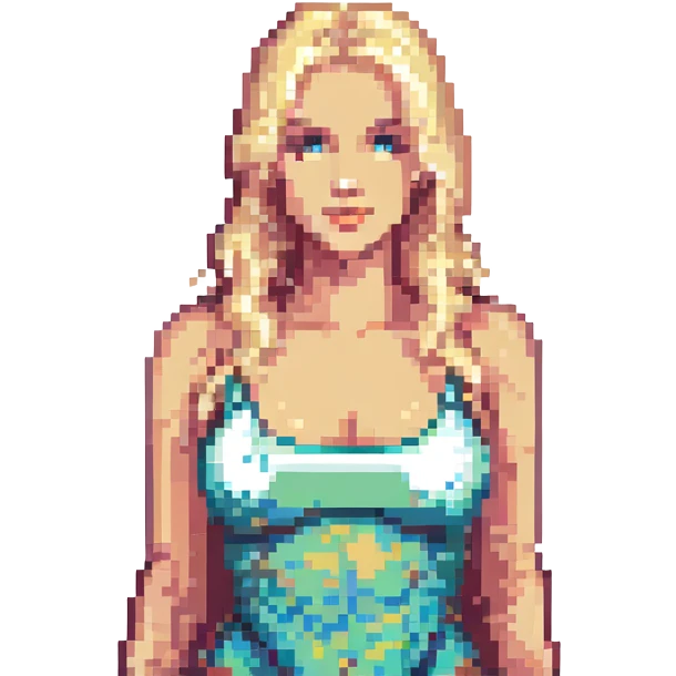 pixel art of a blonde woman emoji