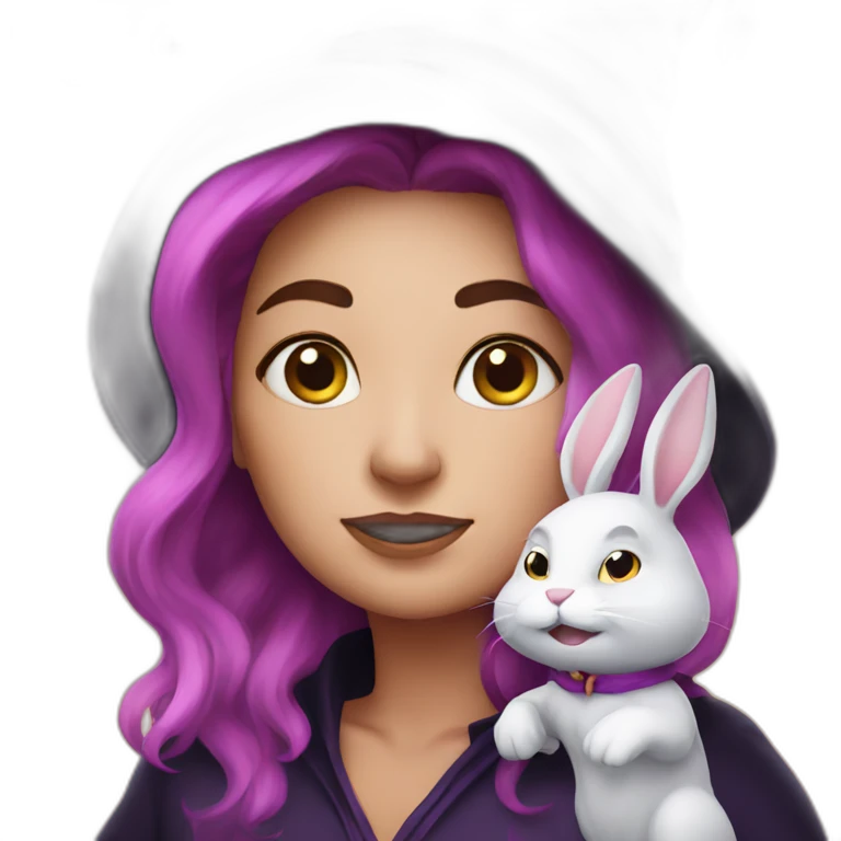 a witch with a bunny emoji