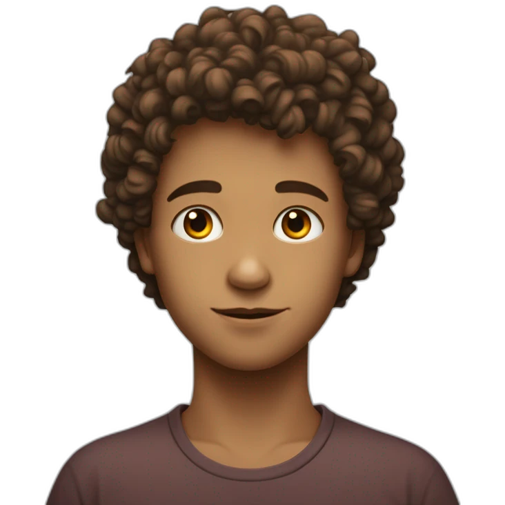 jeune garçon avec une tête carré et un peu de cheveux bouclés  emoji