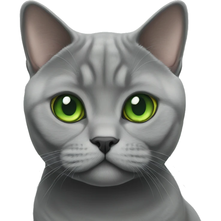 Grey British shorthair with green eyes  emoji