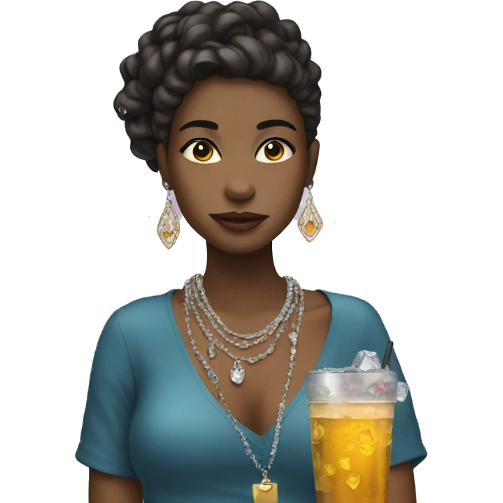 girl with jewelry and drink emoji