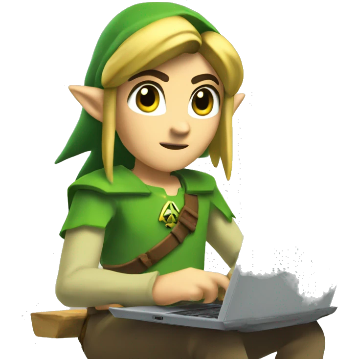 zelda link working with a laptop emoji