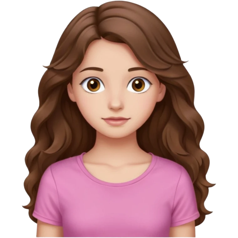 teenager, long brown hair wavy, hazel eyes, pink, beautiful, stunning, little clothing emoji
