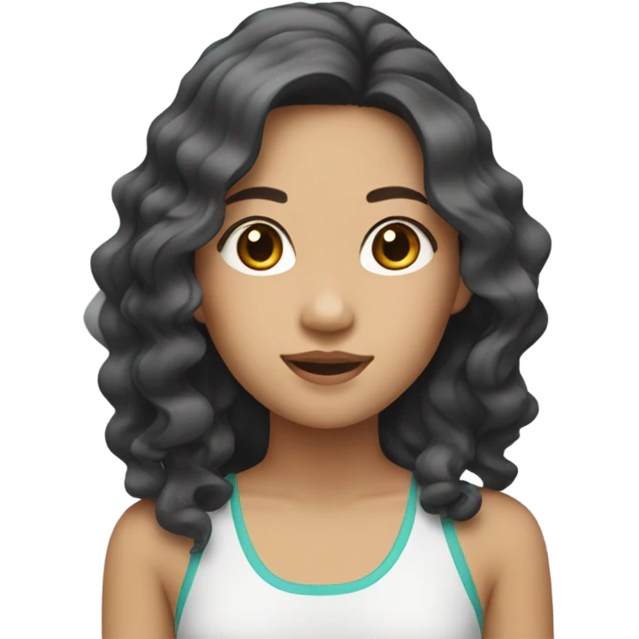 asian girl with beach waves emoji
