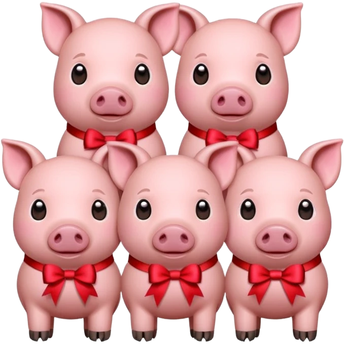 6 pigs with ribbons emoji