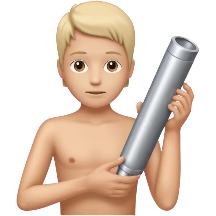 beige skin colored hand holding a cylindrical tube, no sleeves, no clothes emoji