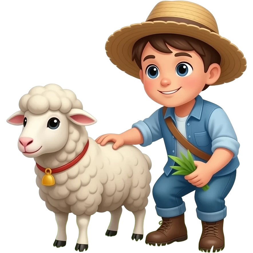 un niño cuidador oveja emoji