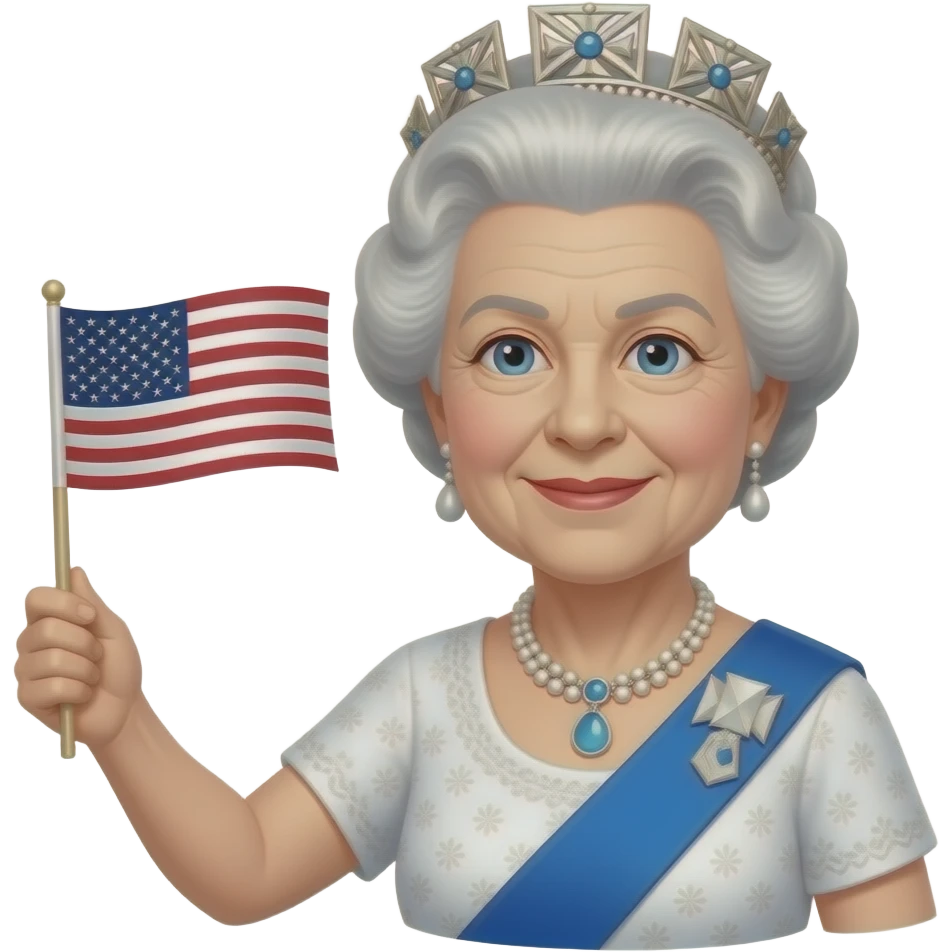 elizabeth ii holding an american flag emoji