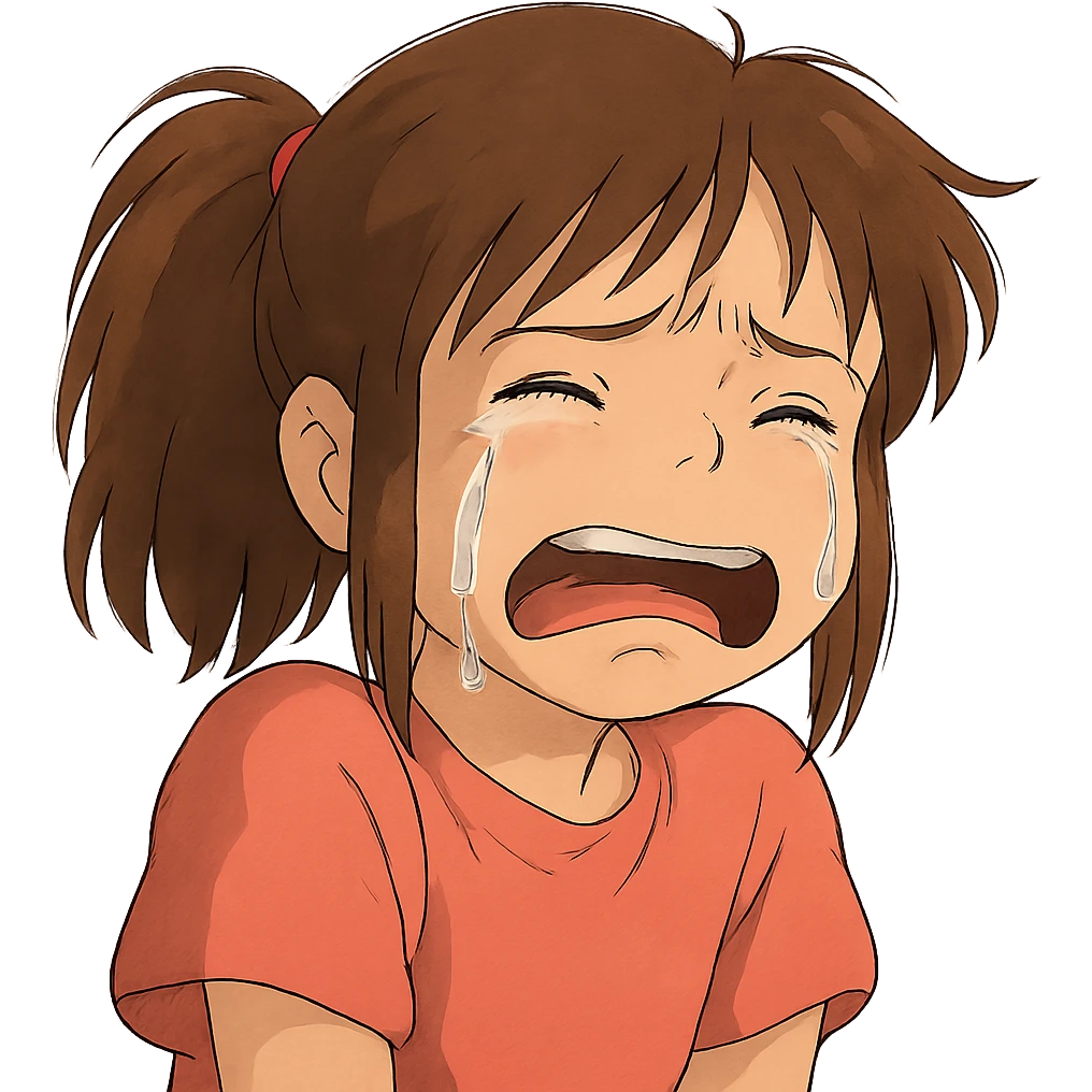 crying face, ghibli style emoji
