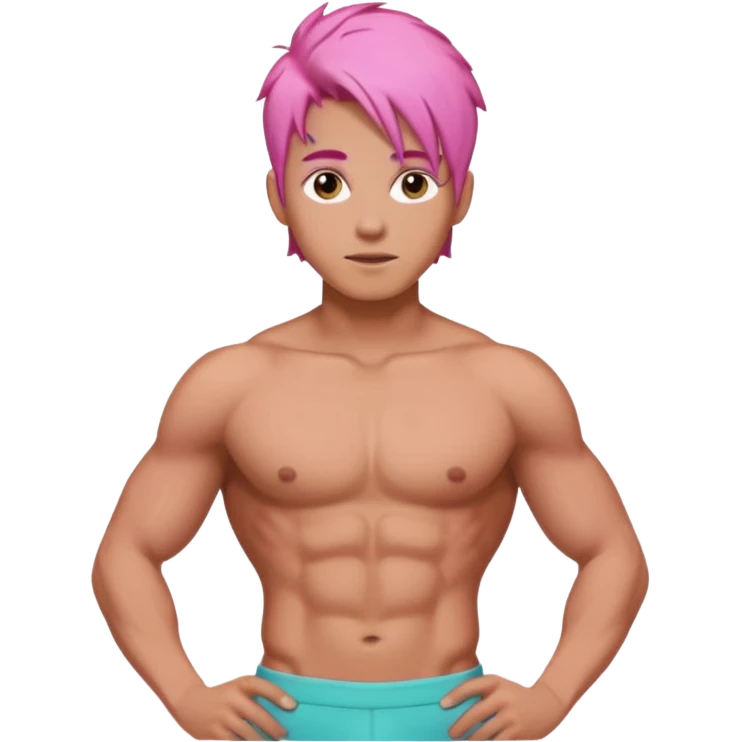 Male pink hair abs 6pack core blonde skin curves emoji
