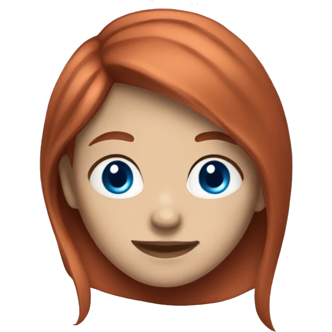 A girl with red hair smiling blue eyes skin color pale emoji