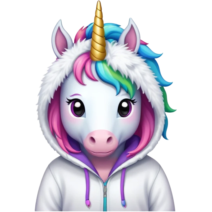 Unicorn wearing a hoodie  emoji