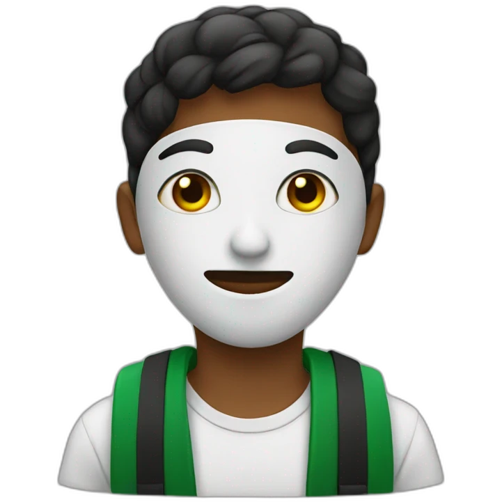 A boy wearing a Palestine mask emoji