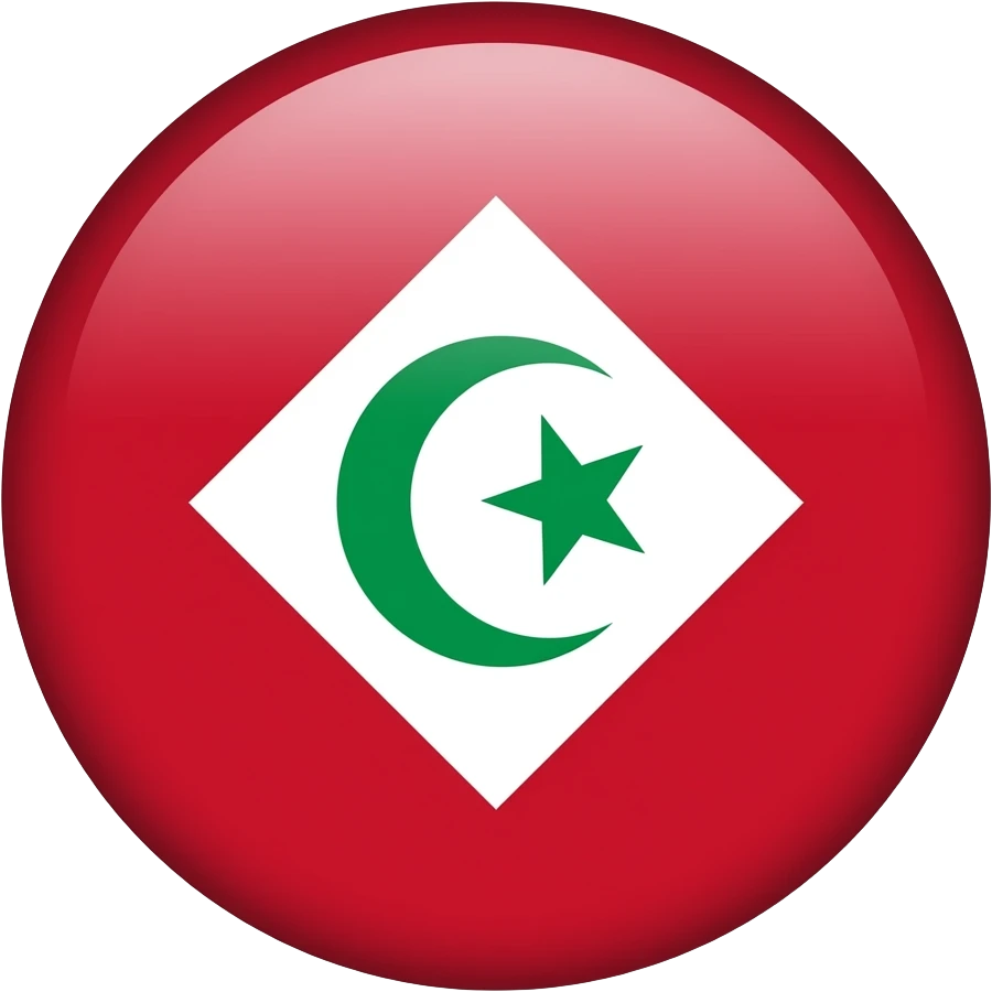 Flat IOS emoji of the Rif flag: red background, centered white diamond, inside a green crescent opening right with a green five-pointed star. Minimal, vector, no text, similar to ios flag style. emoji