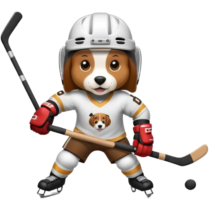 A beagle playing hockey emoji