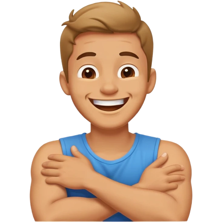Arms crossed holding neck laughing guy emoji