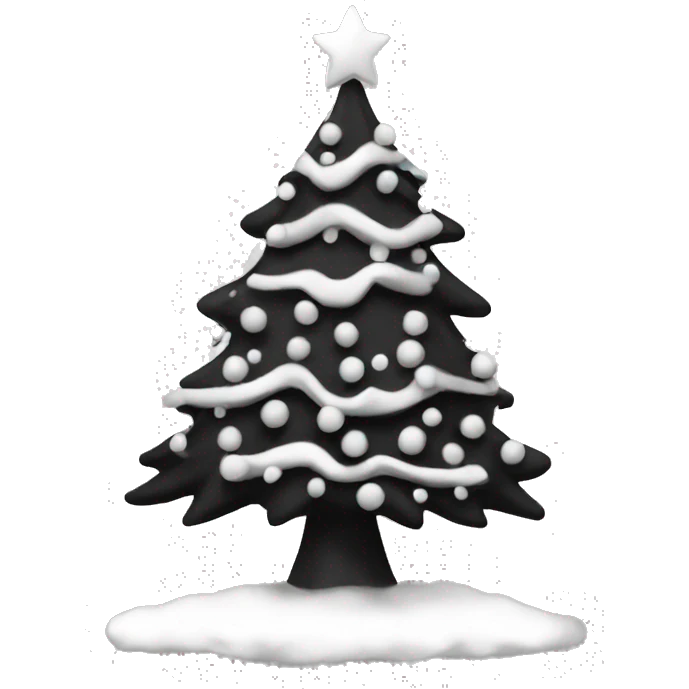 A black and white Christmas tree emoji