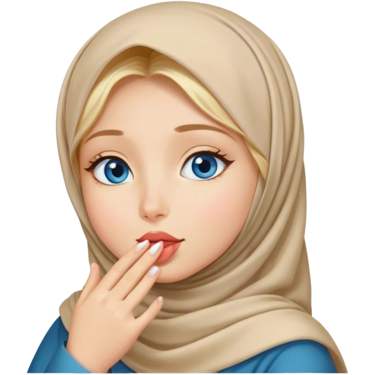 Hijab Girl with blond hair blue eyes beautiful finish and sending lovely heart kisses  emoji