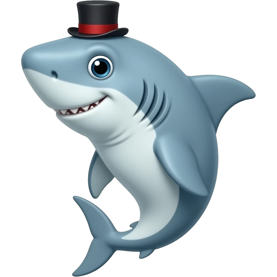 Shark with a top hat emoji